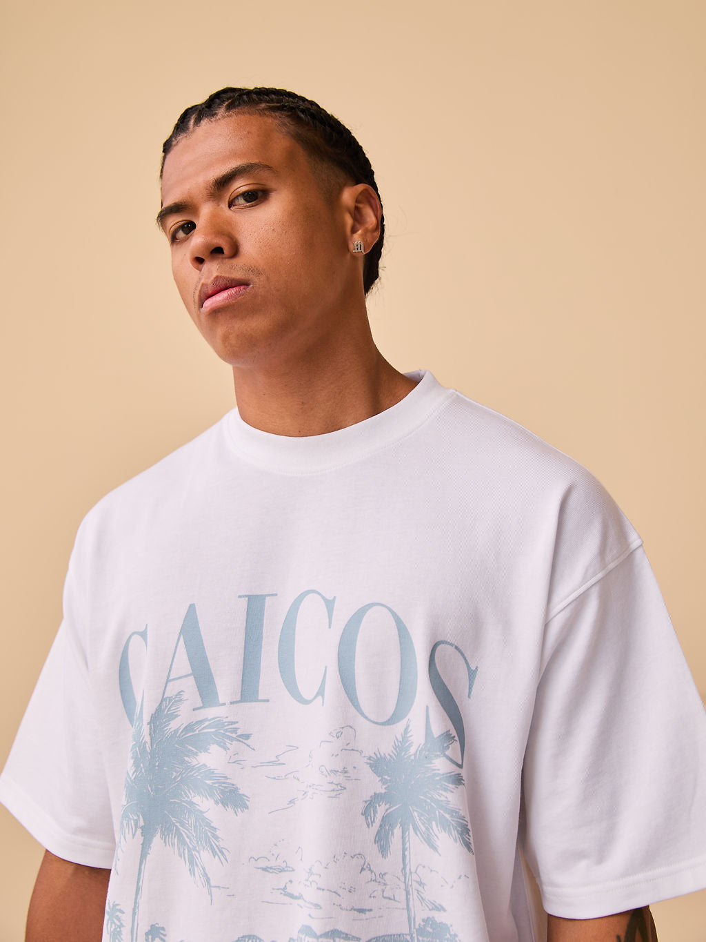 Caicos Weißes Grafik-T-Shirt