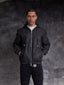 Rafel Leather Zip  Hoodie Black