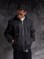 Rafel Leather Zip  Hoodie Black