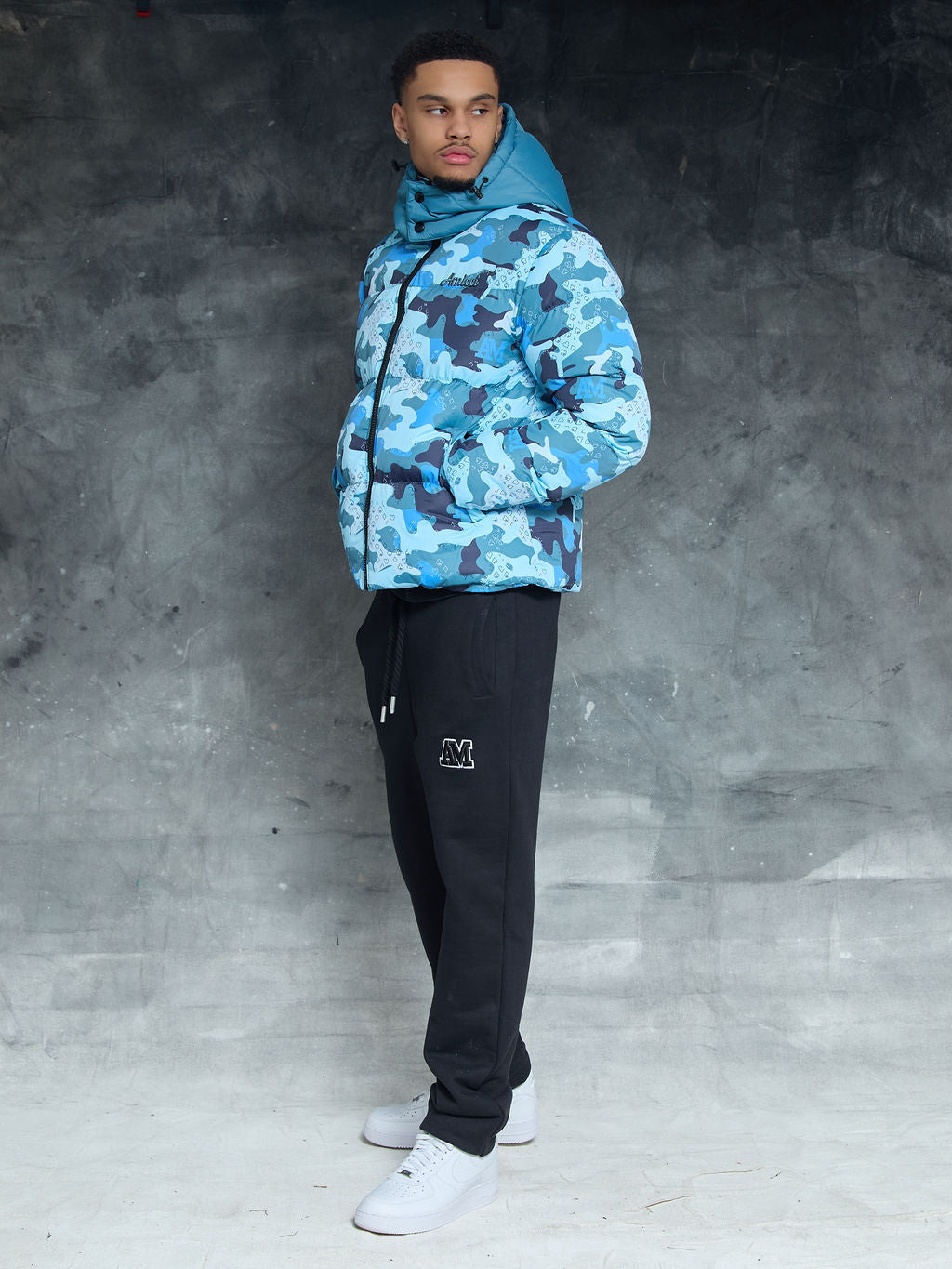 Donte Blaue Camouflage Pufferjacke