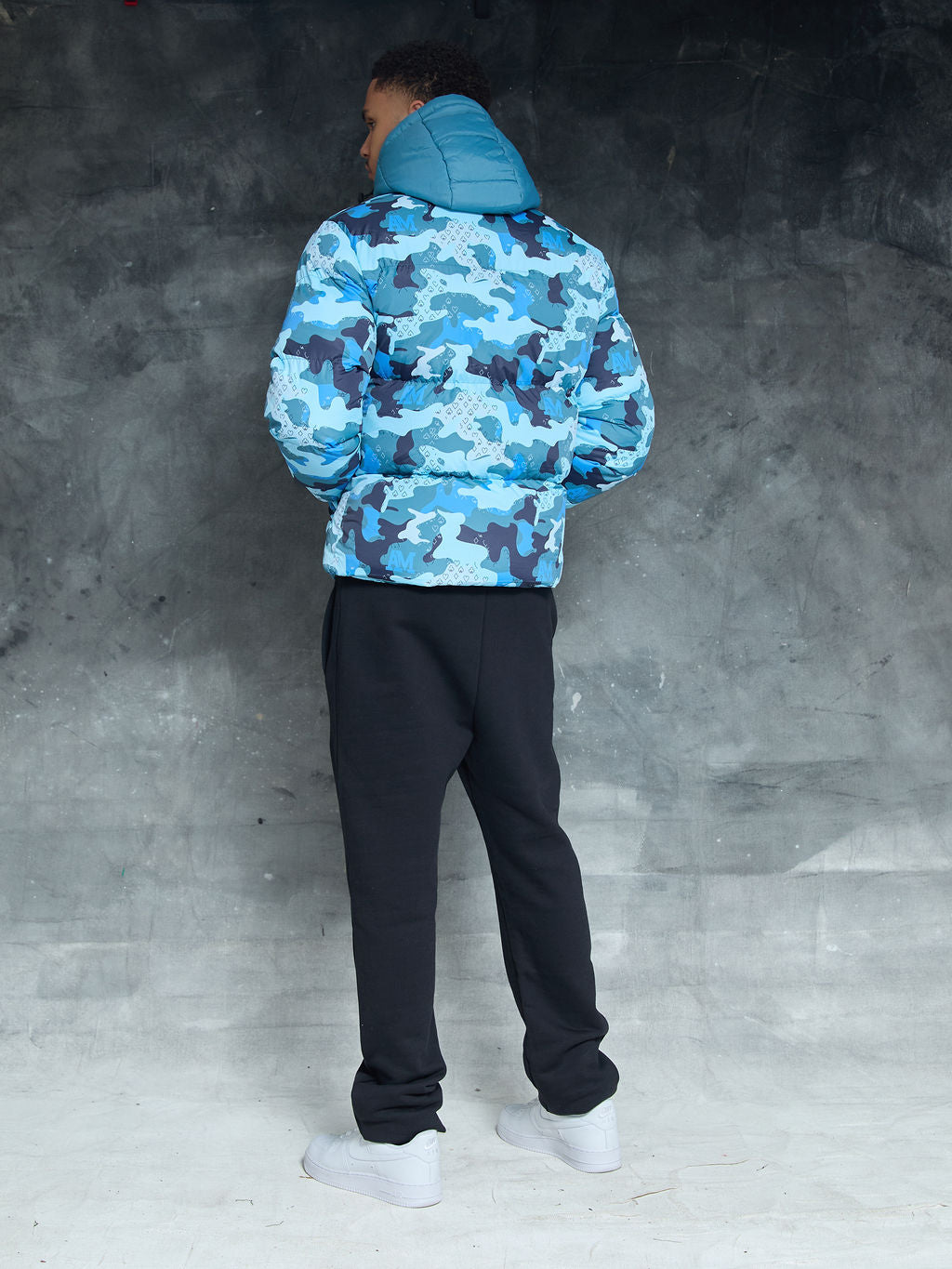 Donte Blaue Camouflage Pufferjacke