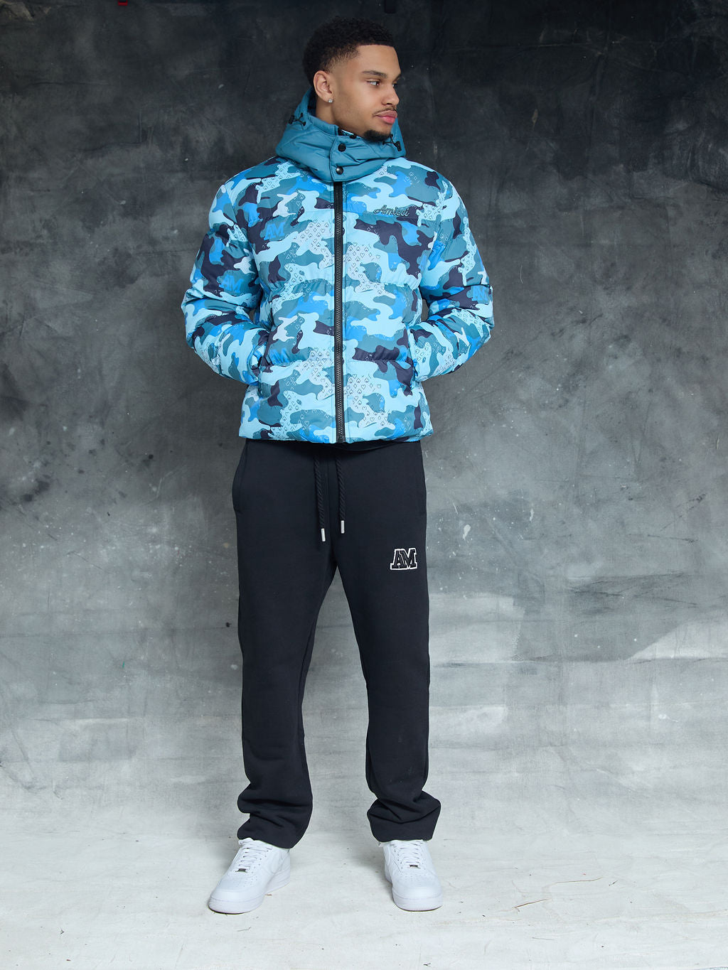 Donte Blaue Camouflage Pufferjacke