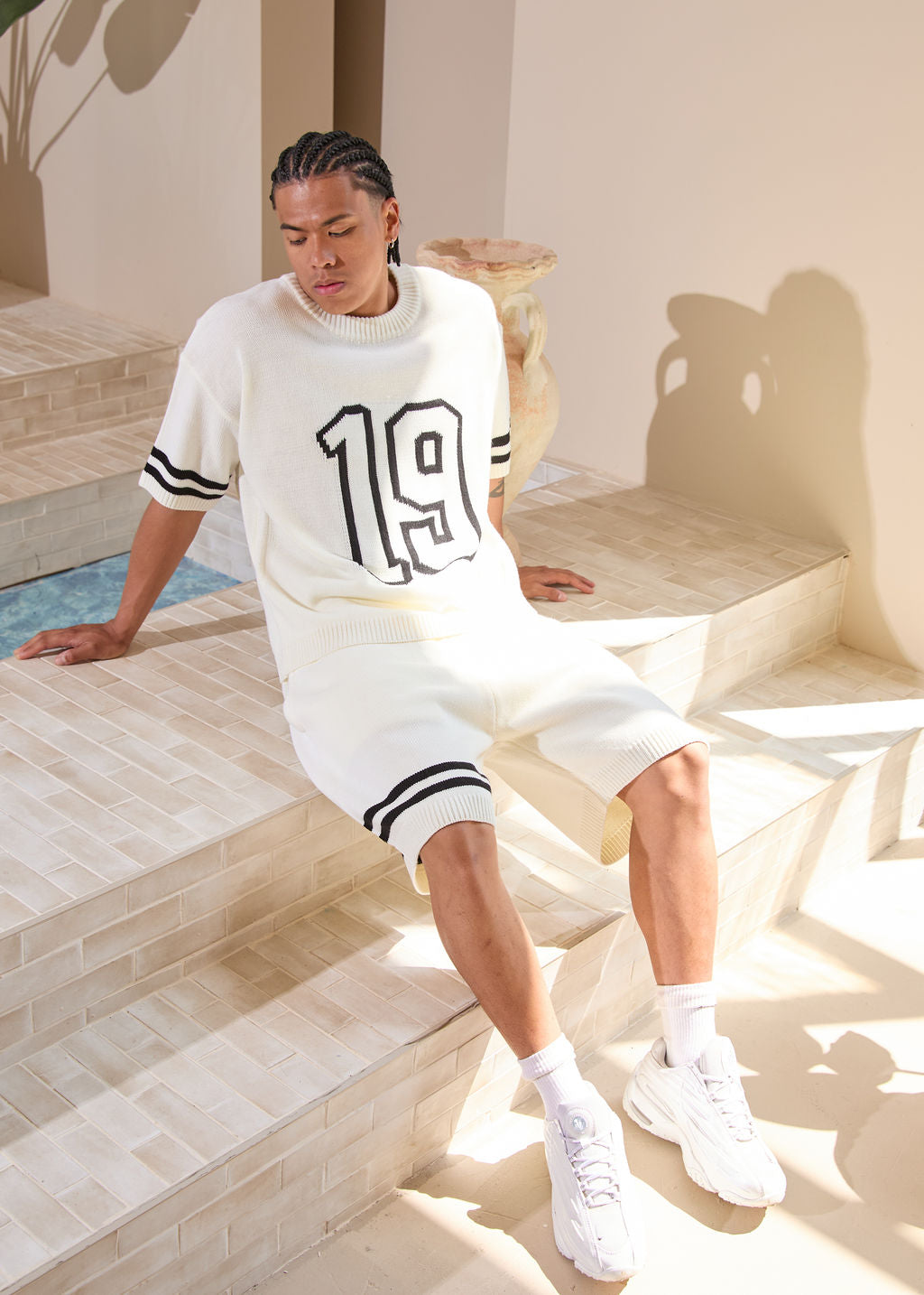 Shorts en jersey tricoté blancs Nantes