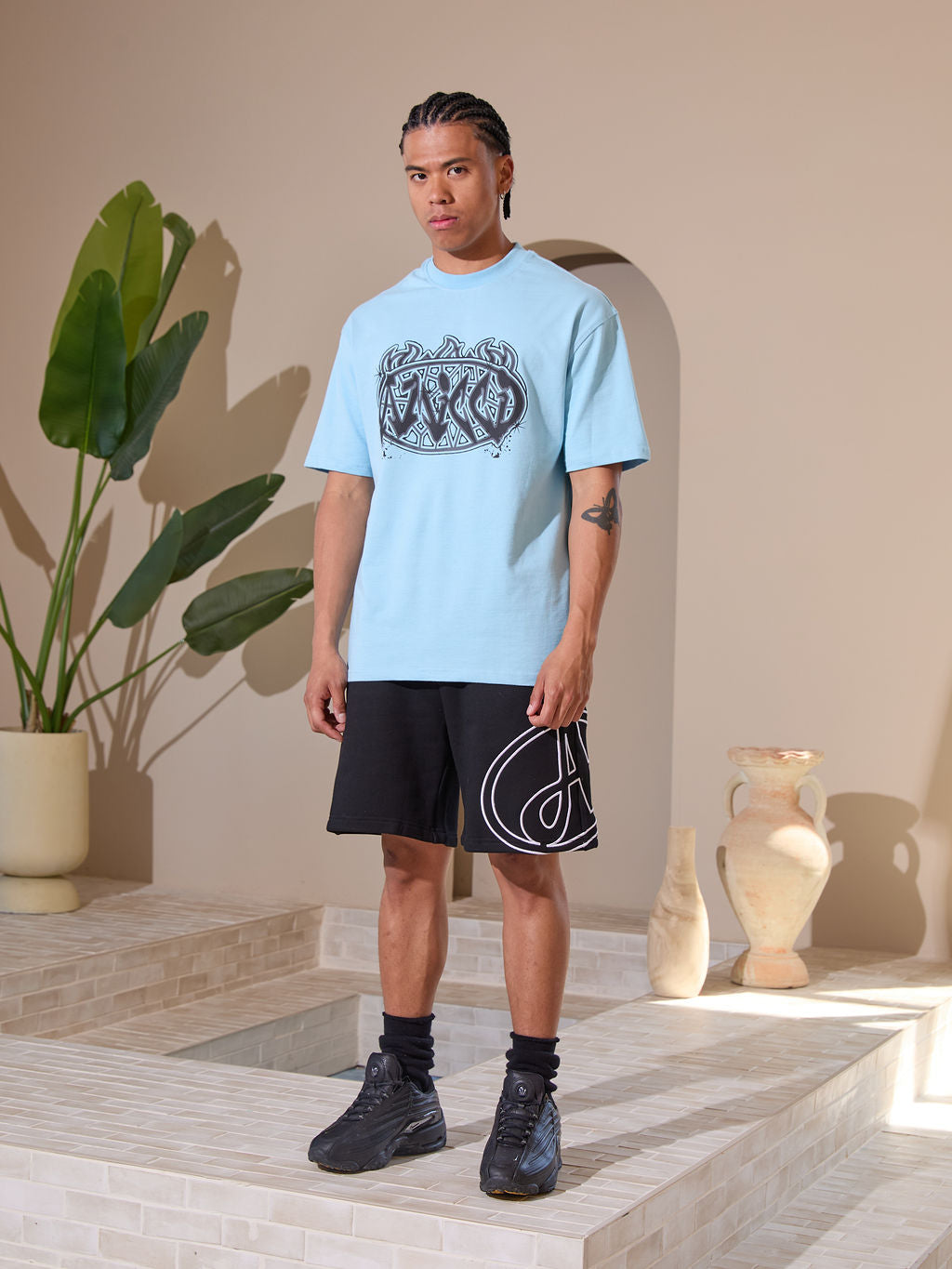 Vallea Grafik-T-Shirt Blau