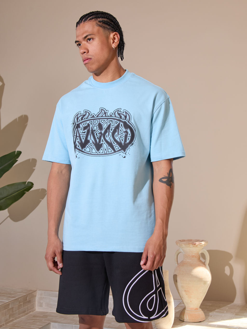 Vallea Grafik-T-Shirt Blau