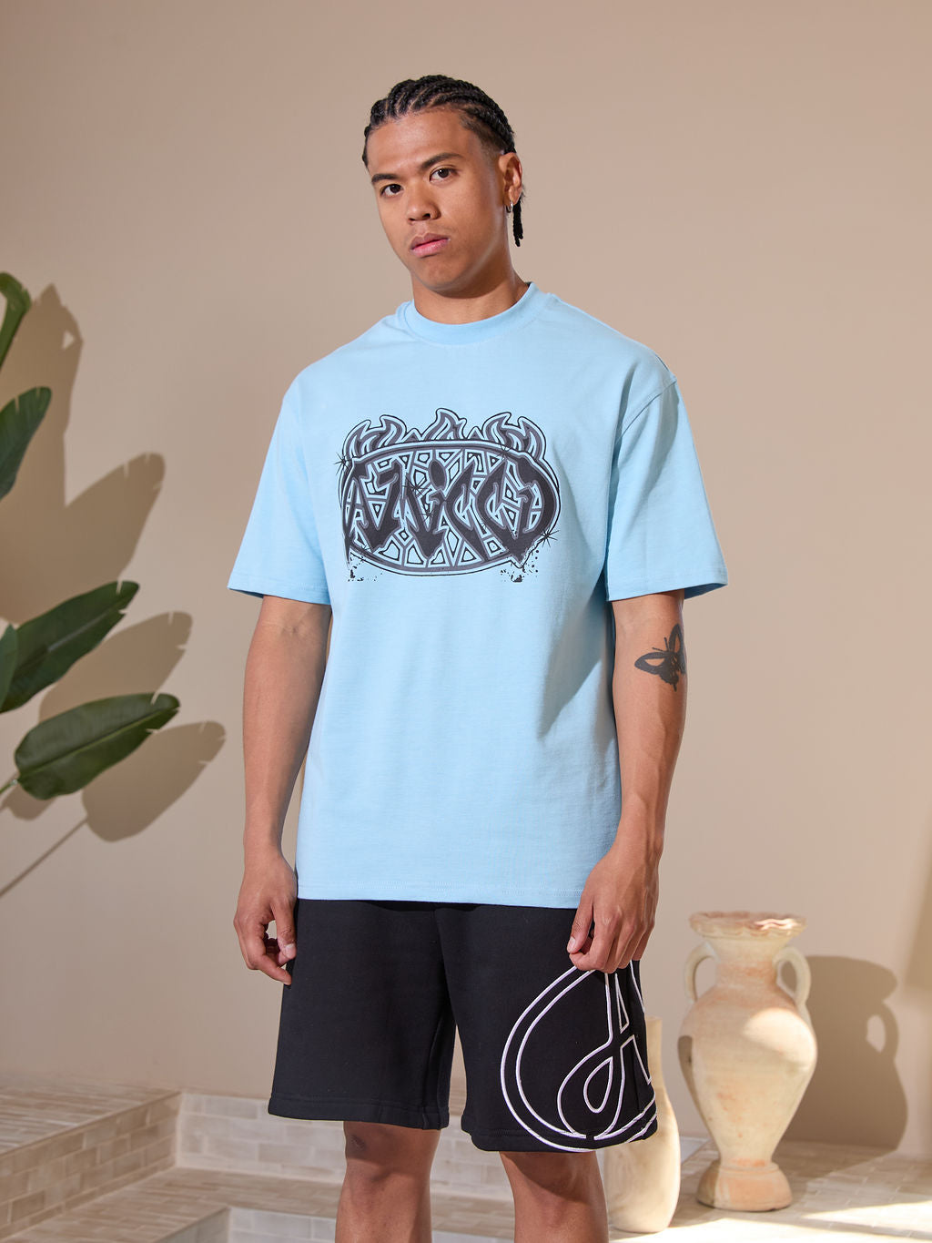 Vallea Grafik-T-Shirt Blau