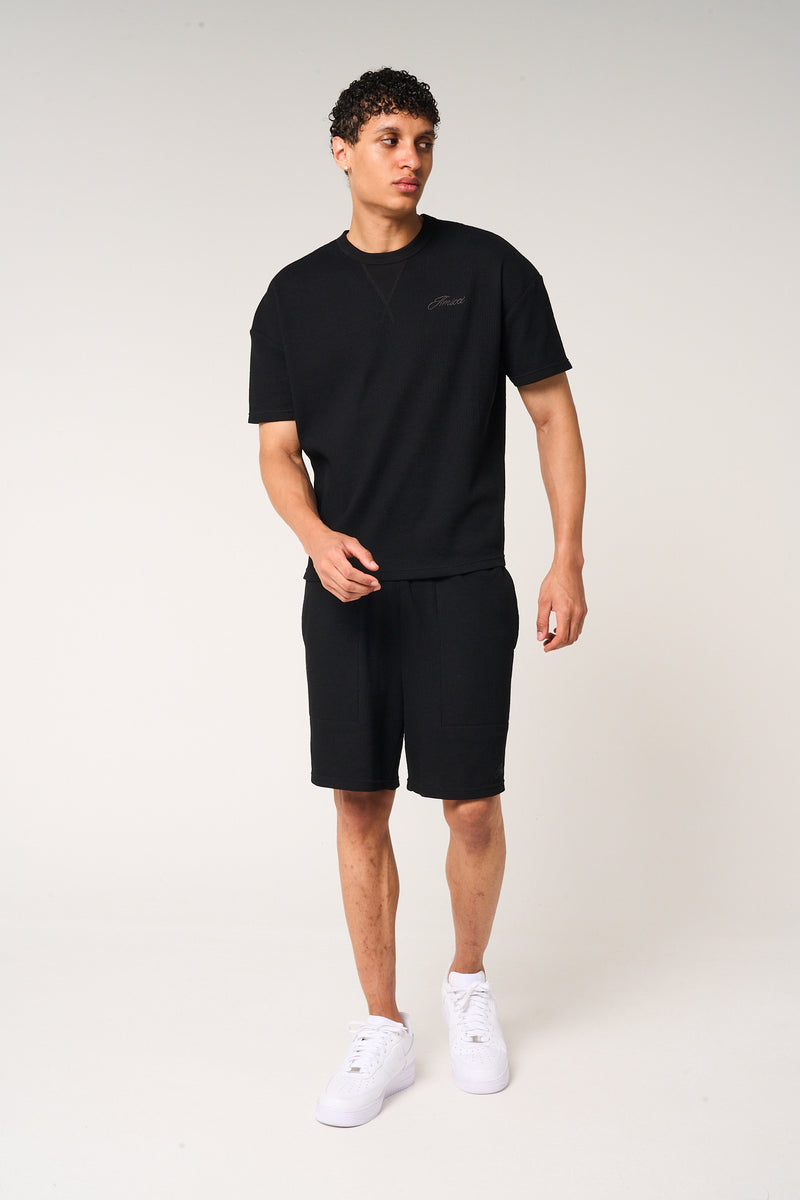 Tempest Waffle Knit T-Shirt Black