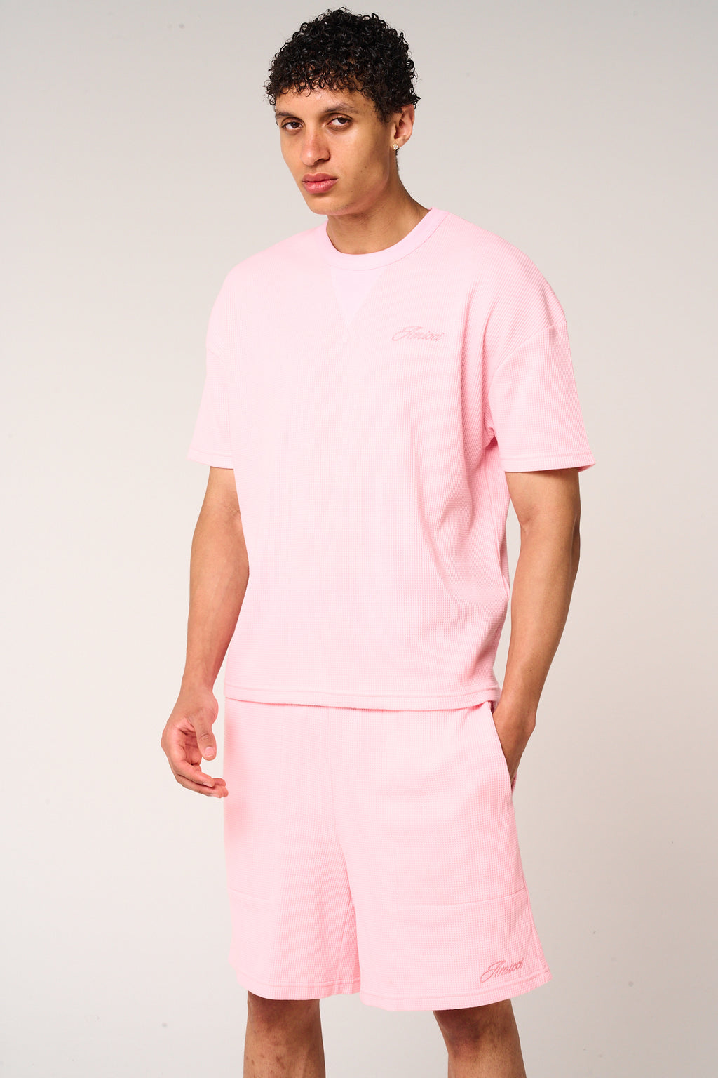 Tempest Waffle Knit T-Shirt Pink