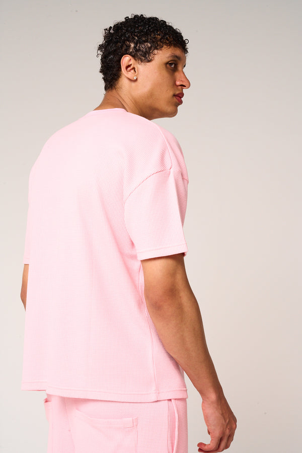 Tempest Waffle Knit T-Shirt Pink