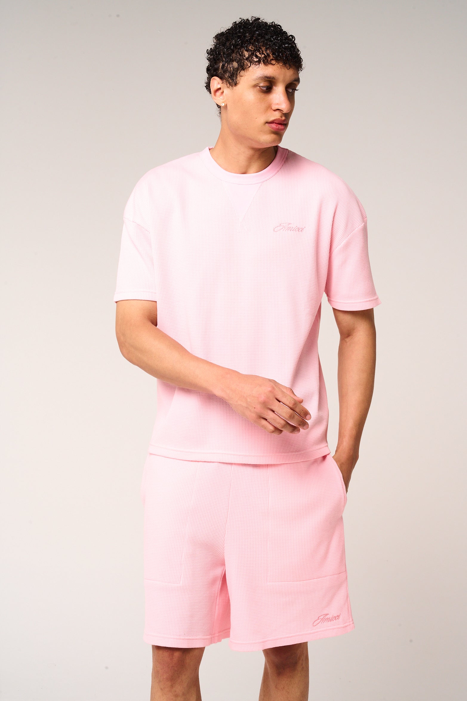 Tempest Waffle Knit T-Shirt Pink