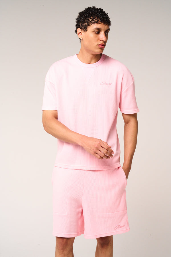 Tempest Waffle Knit T-Shirt Pink