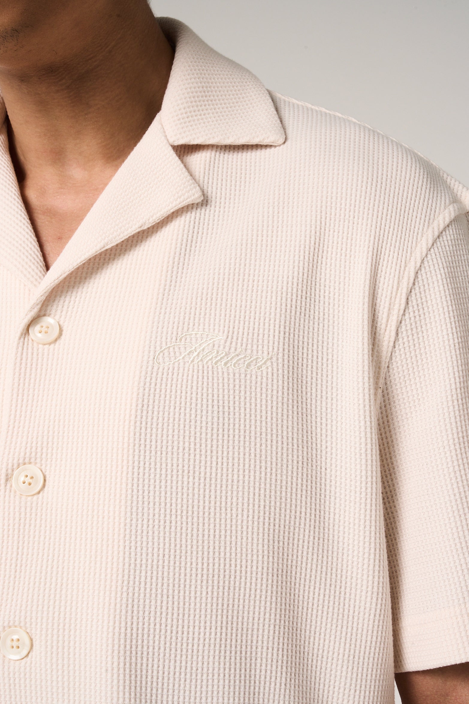 Cairo Waffle Knit Shirt Beige