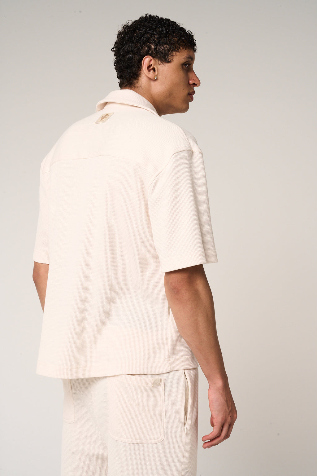 Cairo Waffle Knit Shirt Beige