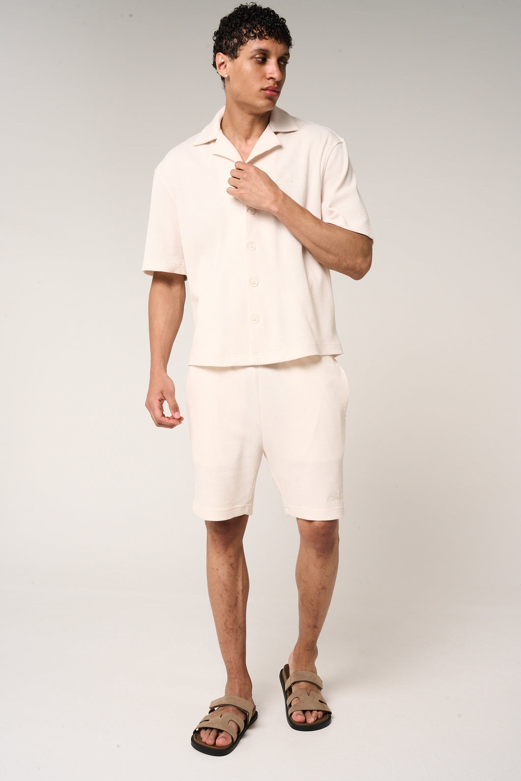Cairo Waffle Knit Shorts Beige