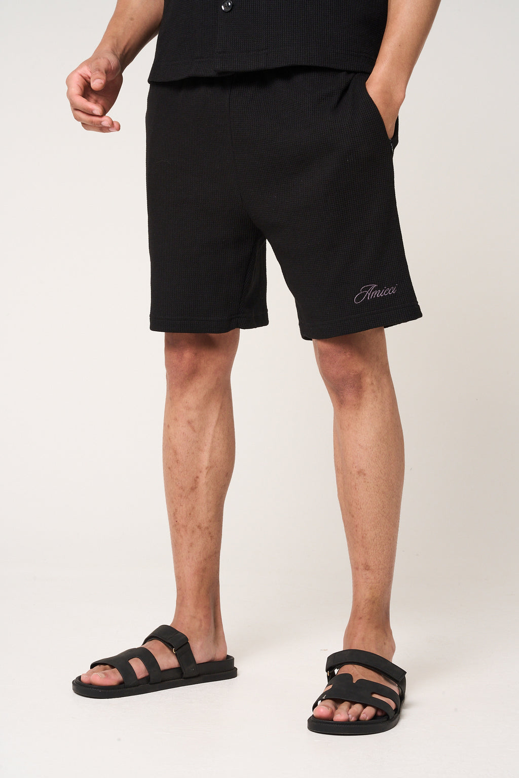 Cairo Waffle Knit Shorts Black