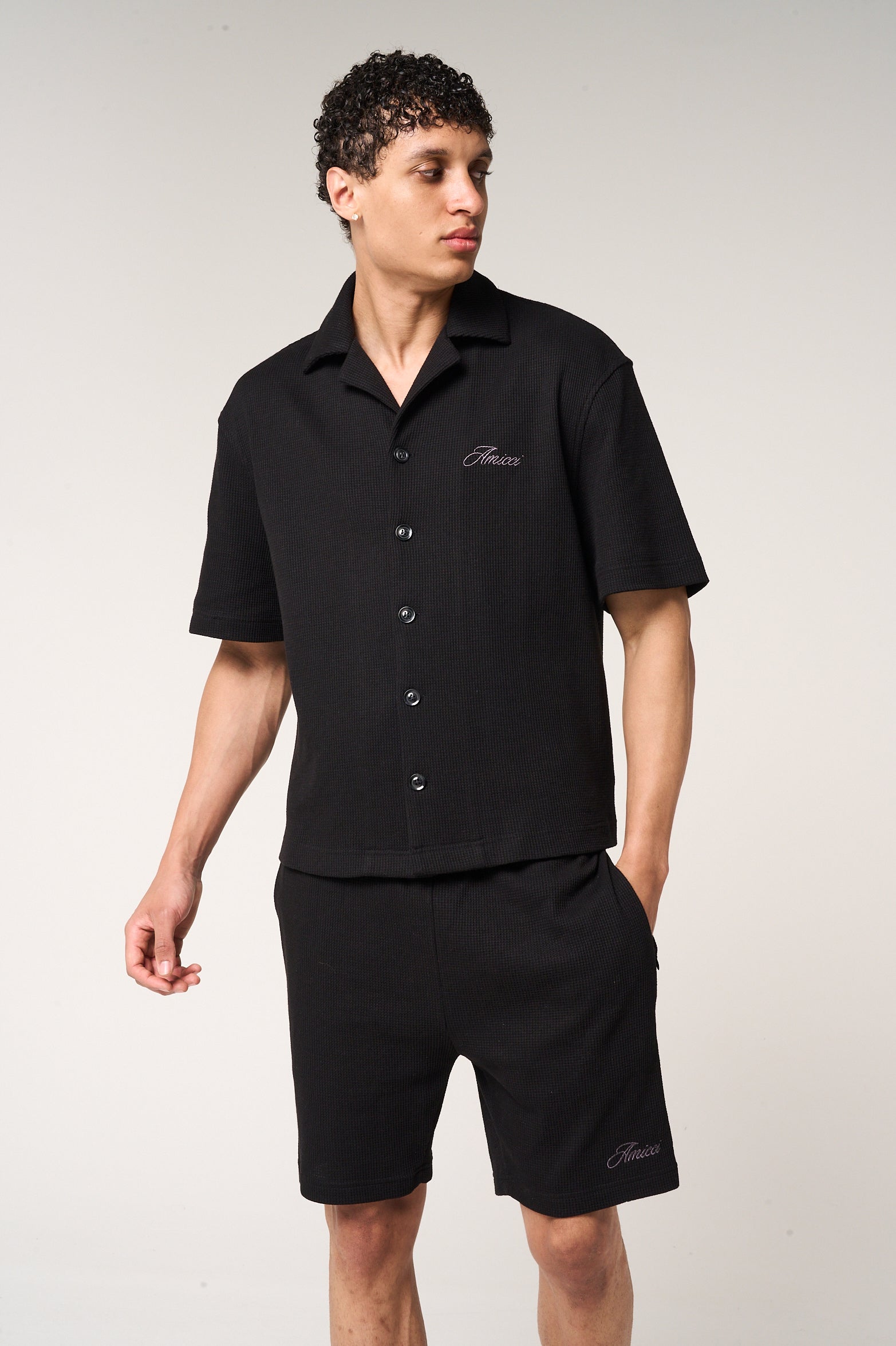 Cairo Waffle Knit Shorts Black