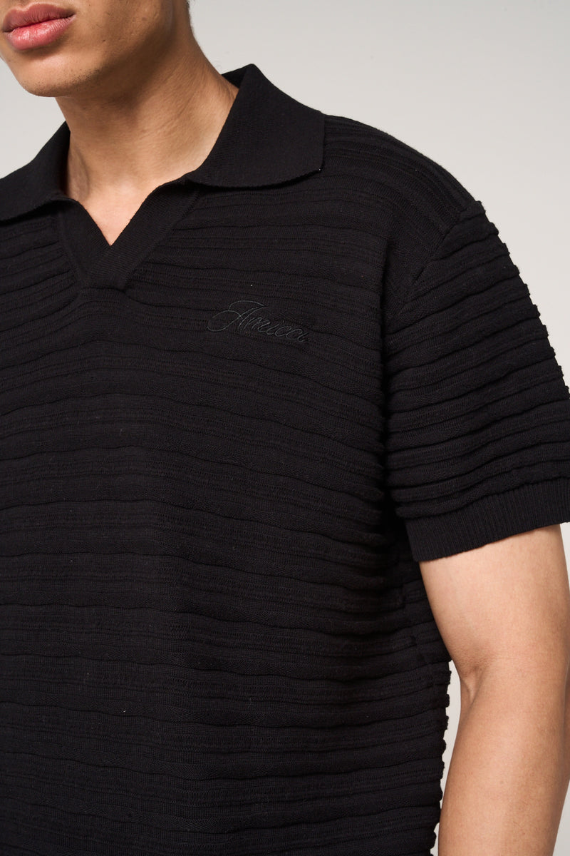 Dune Knitted Polo Black