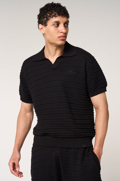 Dune Knitted Polo Black