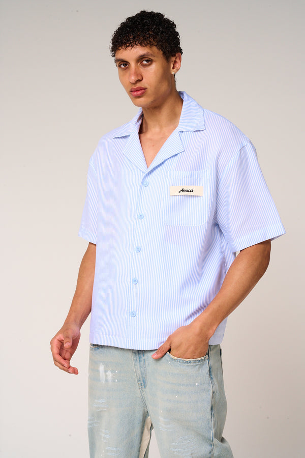 Taignes Blue Striped Cotton Shirt