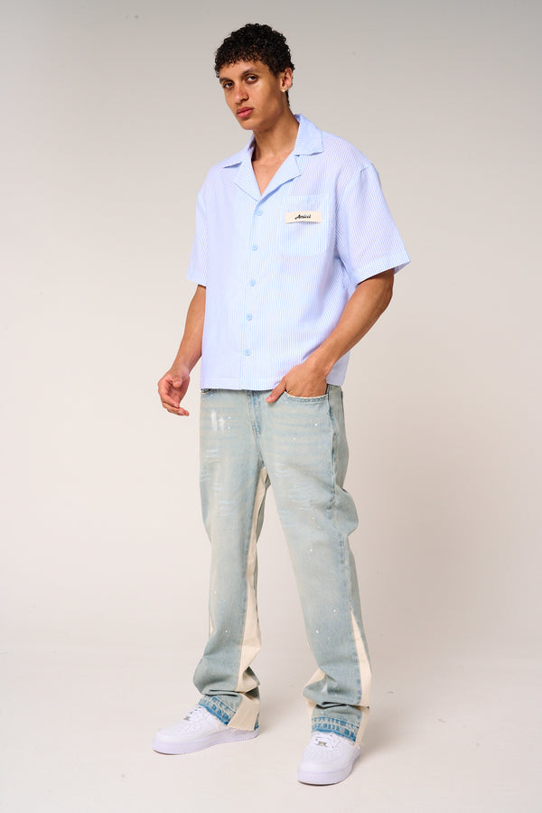 Taignes Blue Striped Cotton Shirt
