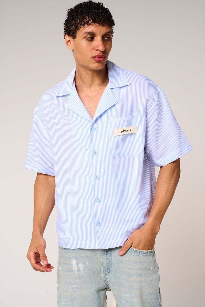 Taignes Blue Striped Cotton Shirt