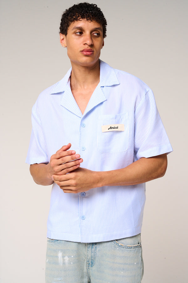Taignes Blue Striped Cotton Shirt