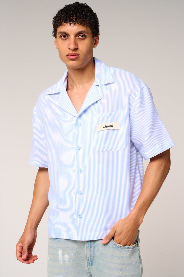 Taignes Blue Striped Cotton Shirt