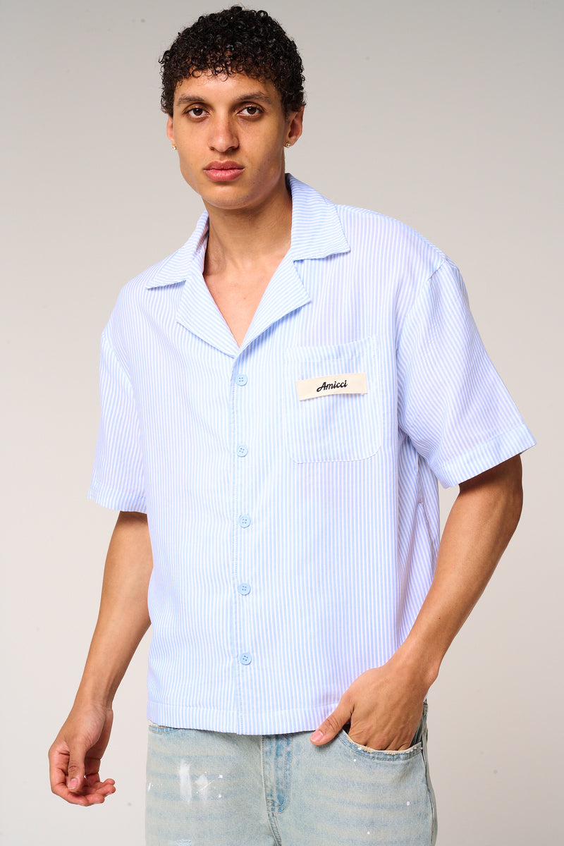 Taignes Blue Striped Cotton Shirt
