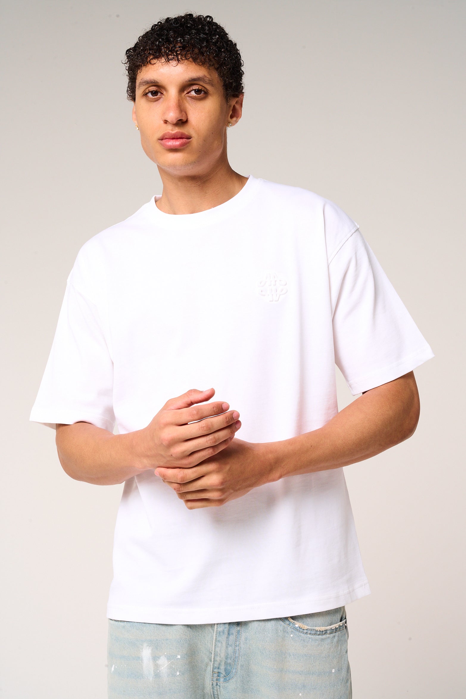 Karim Embossed Logo T Shirt White