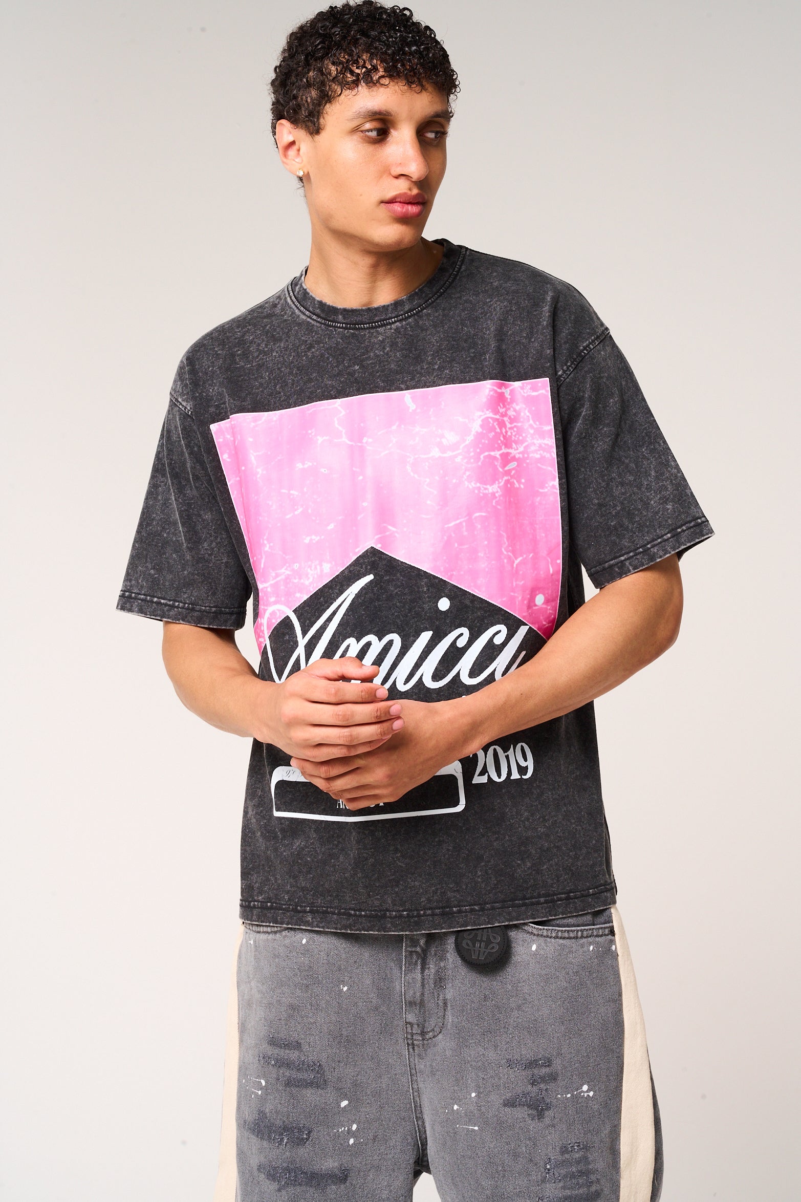 Rimini Graphic T Shirt Washed Black