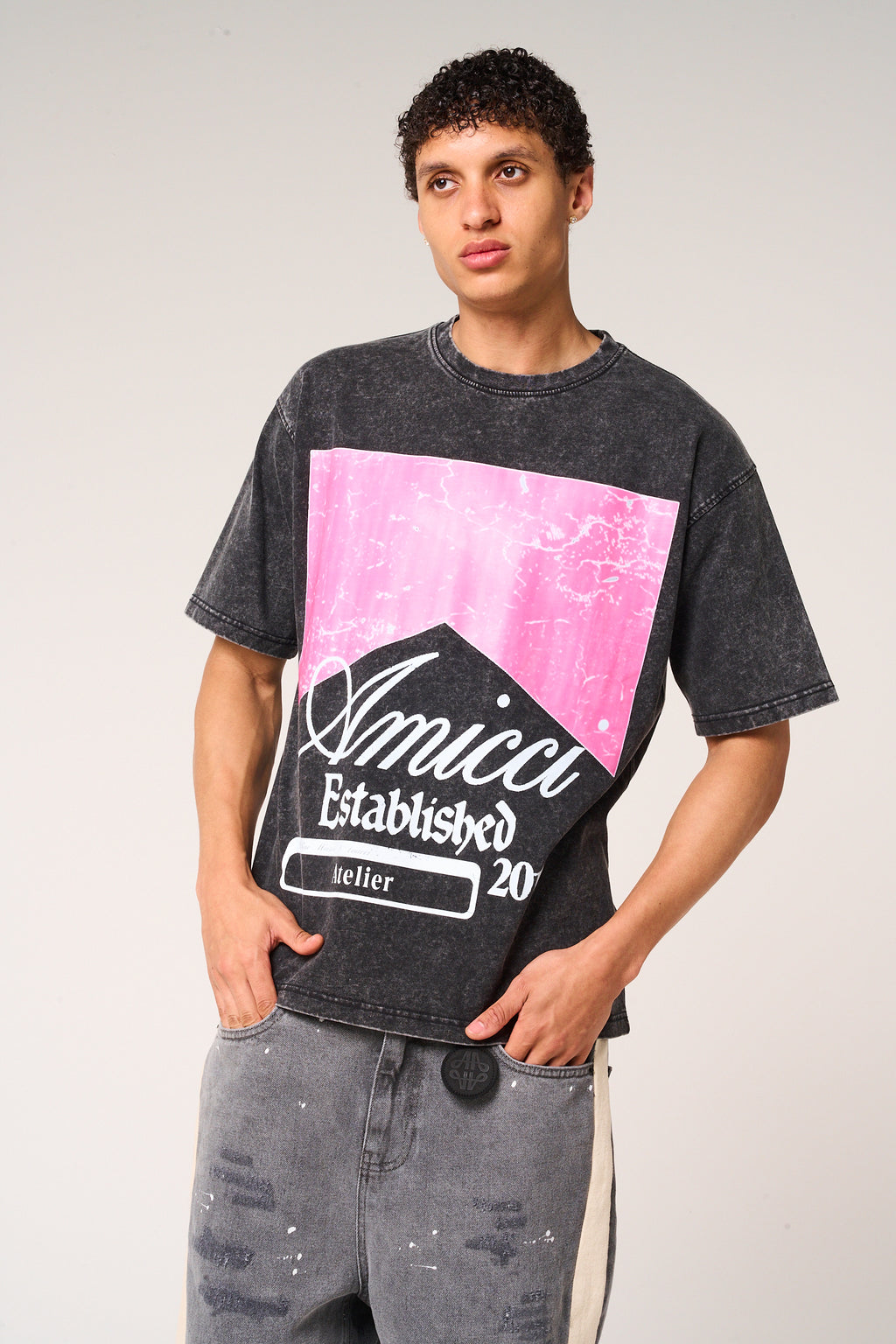 Rimini Graphic T Shirt Washed Black