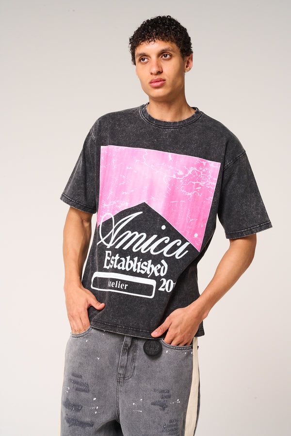 Rimini Graphic T Shirt Washed Black