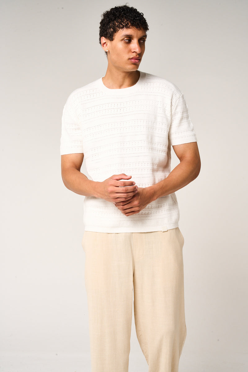 Araz Knitted Patterned T Shirt White