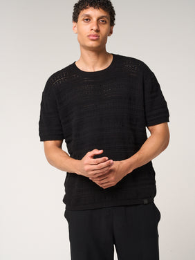 Araz Knitted Patterned T Shirt Black