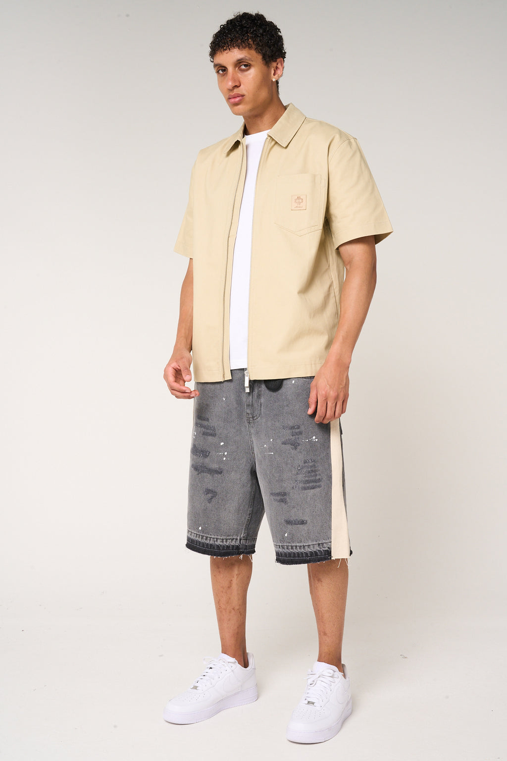 Ornell Cotton Twill Overshirt Beige