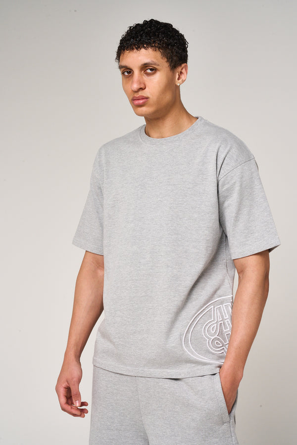 Fares Logo Embroidery T Shirt Grey