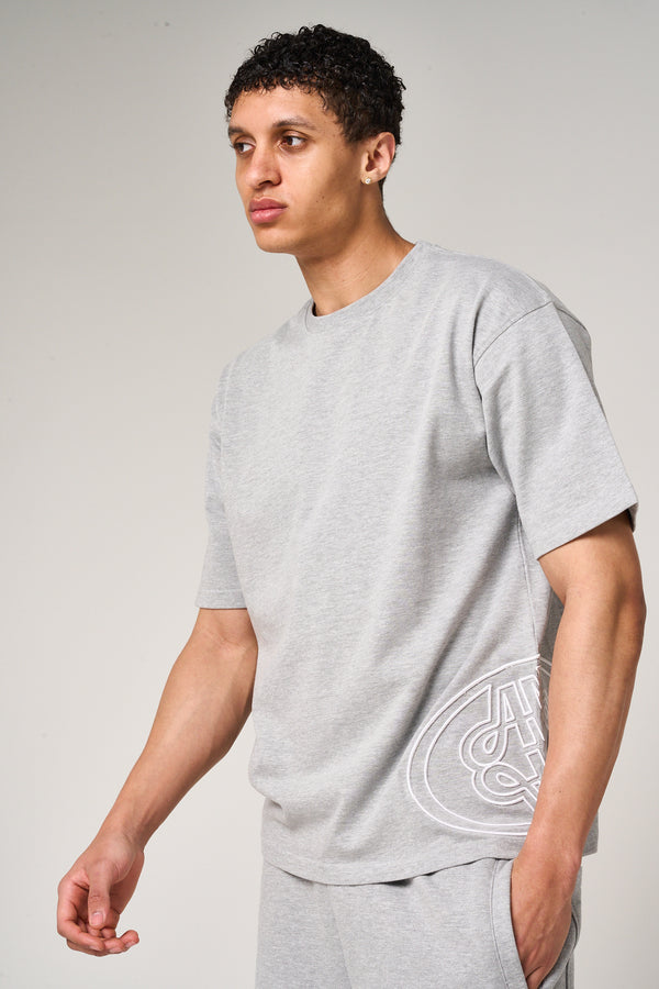 Fares Logo Embroidery T Shirt Grey