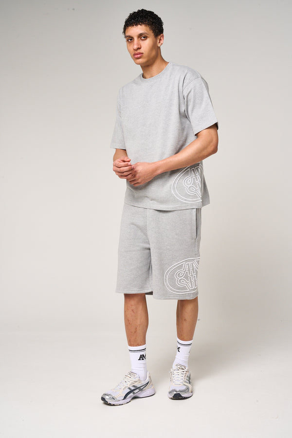 Fares Logo Embroidery T Shirt Grey