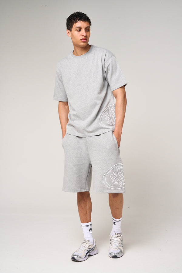Fares Logo Embroidery T Shirt Grey