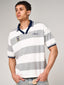 Avendia Striped Knitted Polo Grey
