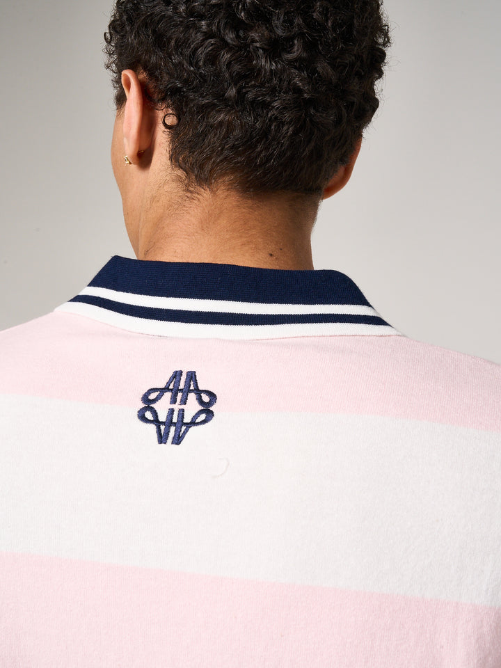 Avendia Striped Knitted Polo Pink