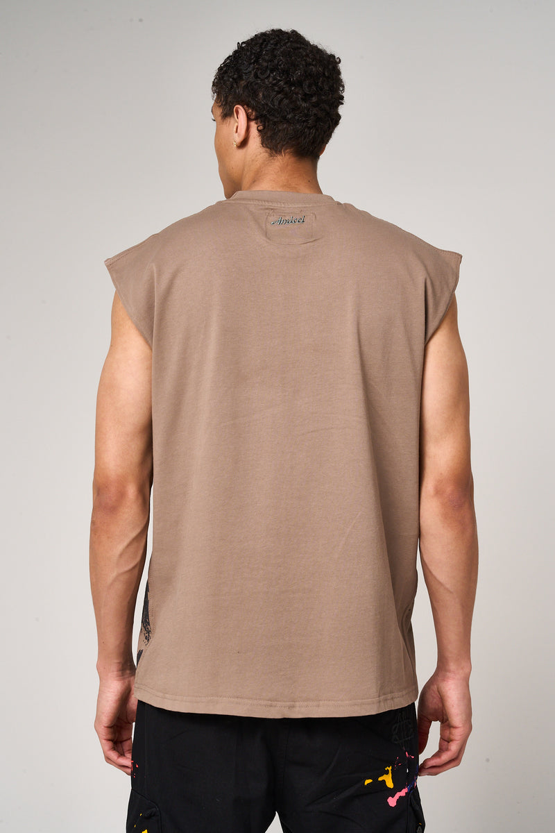 Route mouwloos t-shirt