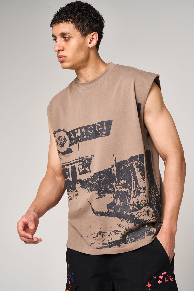 Route mouwloos t-shirt