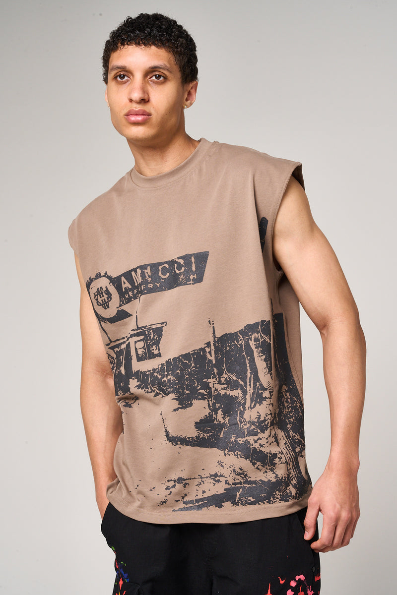Route mouwloos t-shirt