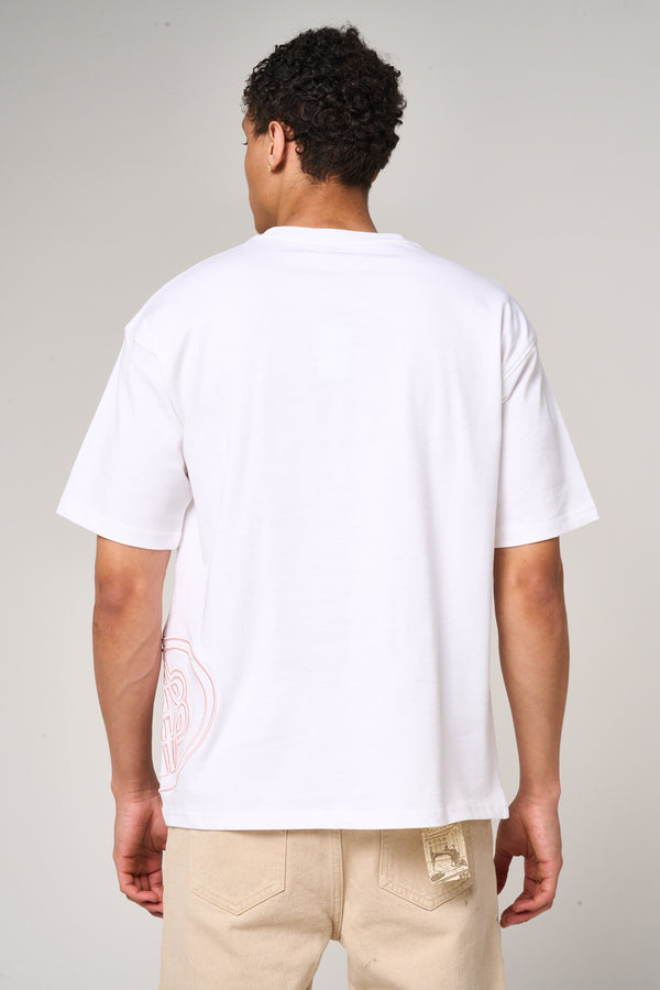 Fares Logo Embroidery T Shirt White