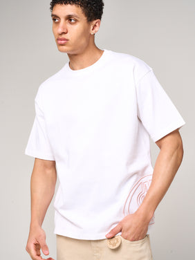 Fares Logo Embroidery T Shirt White