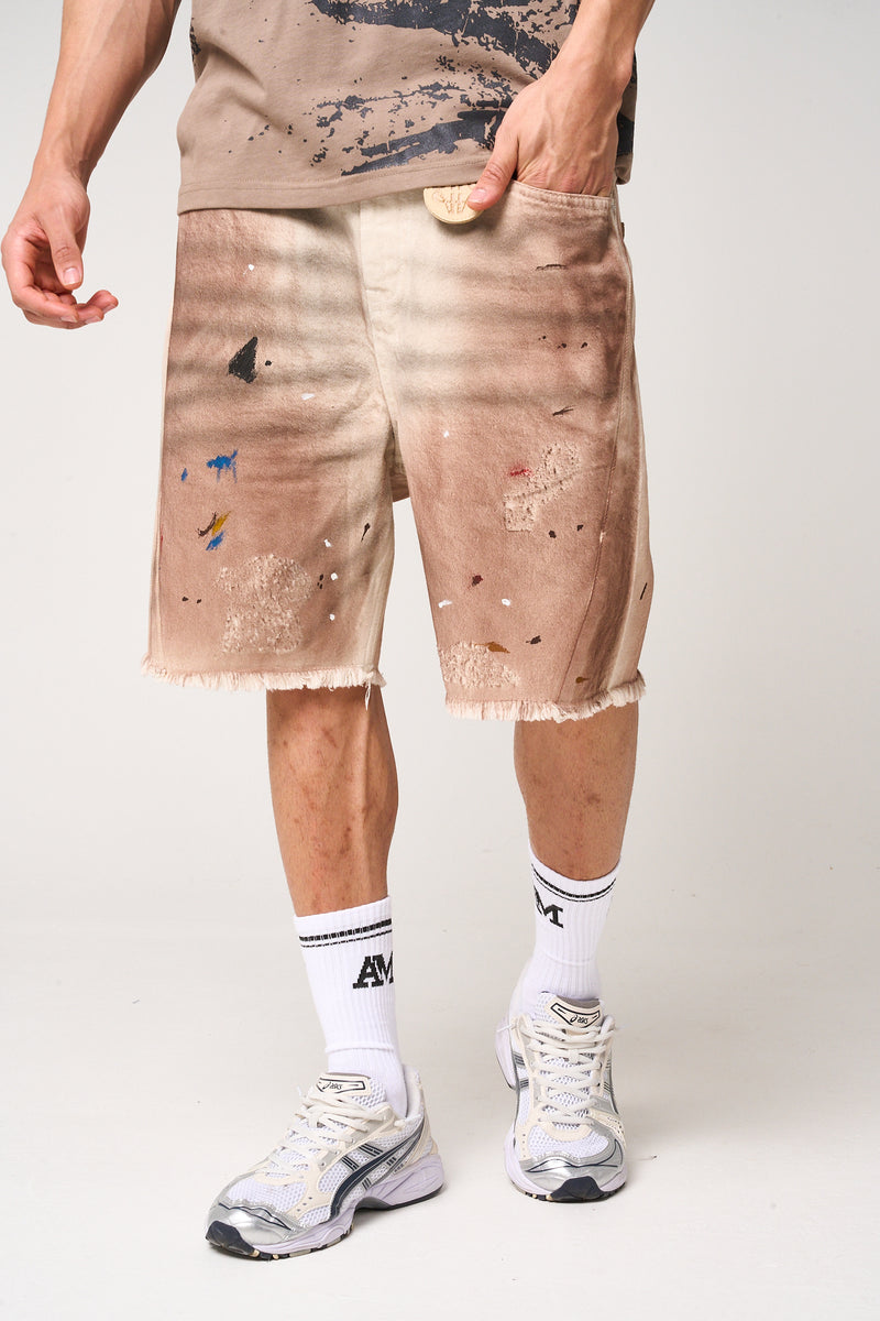 Abasalo Beige Denim Shorts