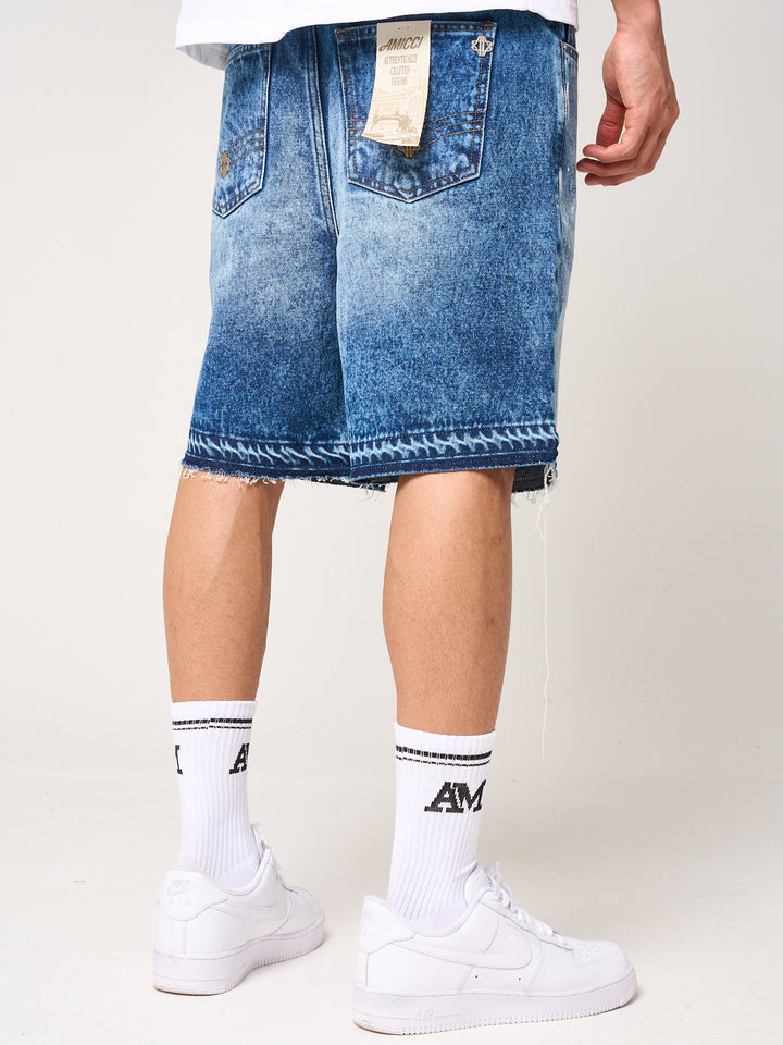 Cardenas Paint Splat Denim Short Blue