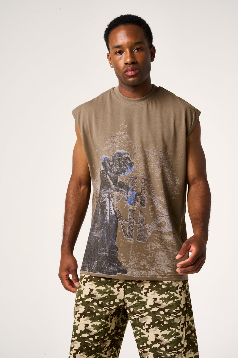 Route mouwloos t-shirt