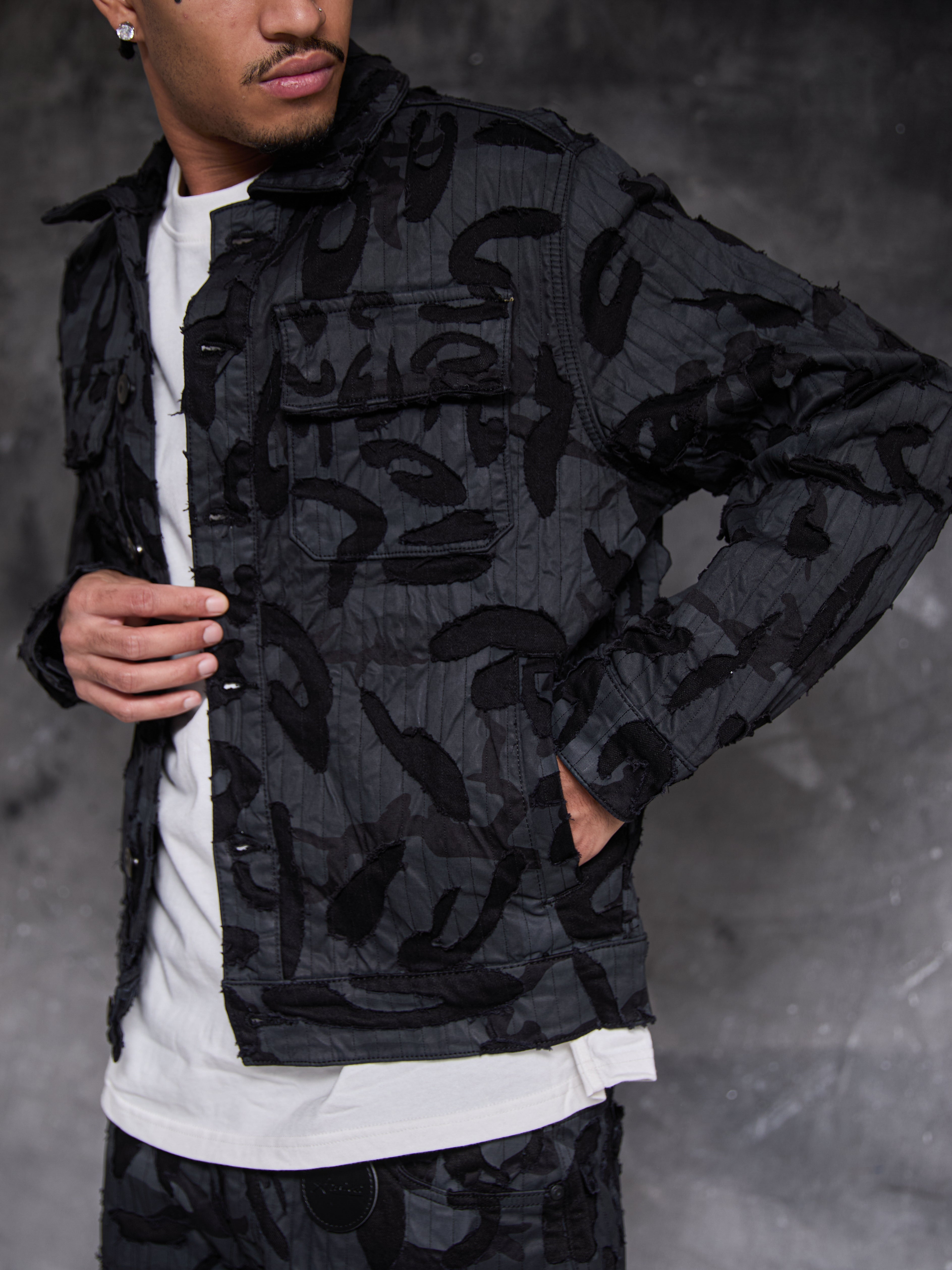 Chaqueta de mezclilla negra Geragio